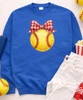 softball with red gingham bow sweatshirt flat lay