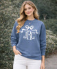 bow with fishtail monogram sweatshirt model indigo