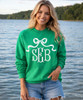 bow with fishtail monogram sweatshirt model irish green
