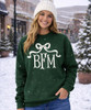 bow with fishtail monogram sweatshirt model forest green