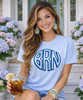 blue circle monogram graphic tee model 1