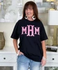 hot pink gingham fishtail monogram tee black