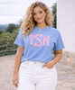hot pink gingham fish tail monogram washed denim tee