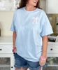 pocket pink gingham lace bow tee close up