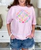 pastel plaid scallop monogram tee close up
