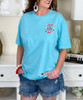 monogrammed strawberry crest comfort colors tee close up