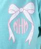 bunny bow with pink gingham monogram comfort colors tee close up of monogram