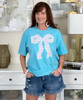 monogrammed pink gingham lace bow comfort colors tee