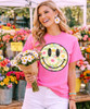 boho flower smile graphic tee model 1