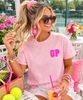 hot pink checkered monogram tee model 1