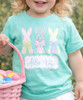 bunny trio with bows graphic tee close up