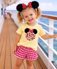 girls polka dot monogram ears with bow tee