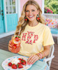 strawberry fishtail monogram comfort colors tee model 1