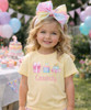 Personalized all things birthday graphic tee for girls model close up
