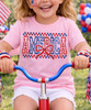 GIRLS CHECKERBOARD AMERICA WITH BOW GRAPHIC SHIRT Closeup