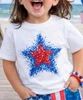 GIRLS FAUX SEQUIN PATRIOTIC STAR GRAPHIC SHIRT Closeup