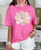 faux quilted shabby flower tee close up