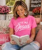 distressed give me jesus tee model image