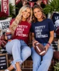 pretty girls love football tee group image