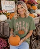 gingham fall with pumpkin tee model image