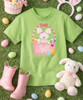 Monogrammed girls bunny in a basket shirt flat lay