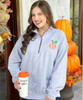 Monogrammed Pumpkin Quarter Zip Pullover -Sport Grey