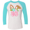 Monogrammed Bunny Ears Raglan - Tahiti Blue