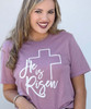 He Is Risen Cross Bella Canvas Tee