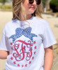 Personalized Patriotic Circle With Bow Graphic Tee
