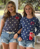 Monogrammed Burnout French Terry Crewneck Sweatshirt - Navy Stars