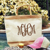 Monogrammed Two Tone Jute Tote Bag