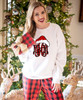 Monogrammed Buffalo Plaid Santa Hat Graphic Tee