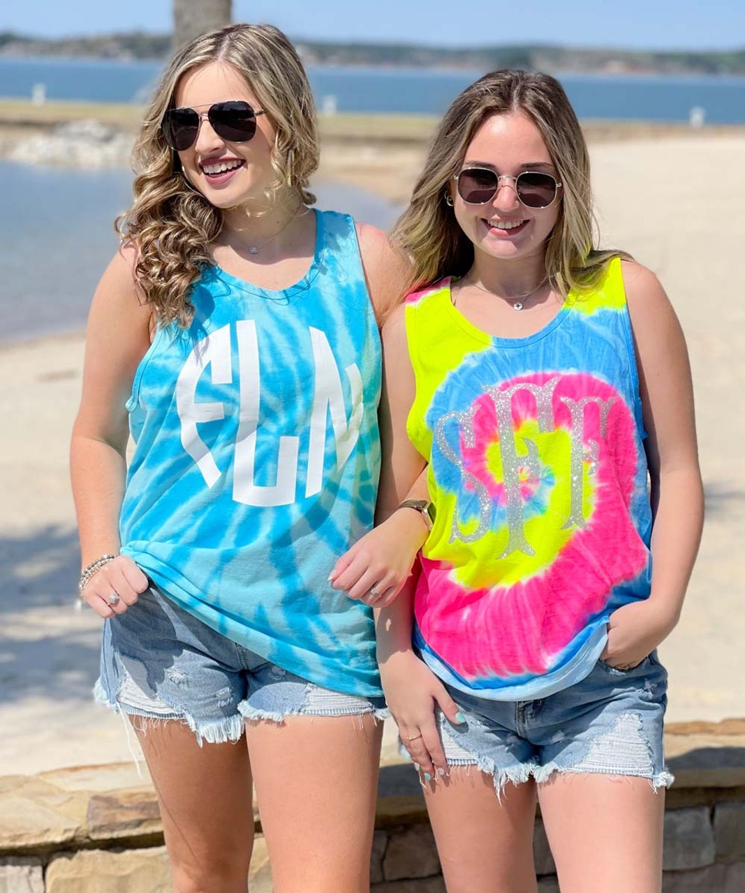 Born to Be Sassy Full Monogram Tie-Dye Tank