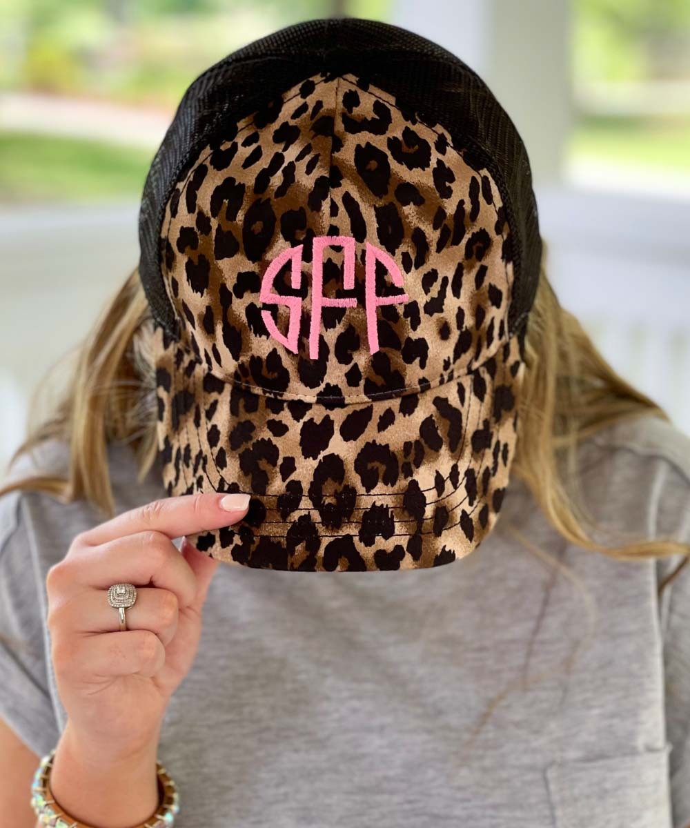 Monogrammed Leopard Trucker Cap display picture 3