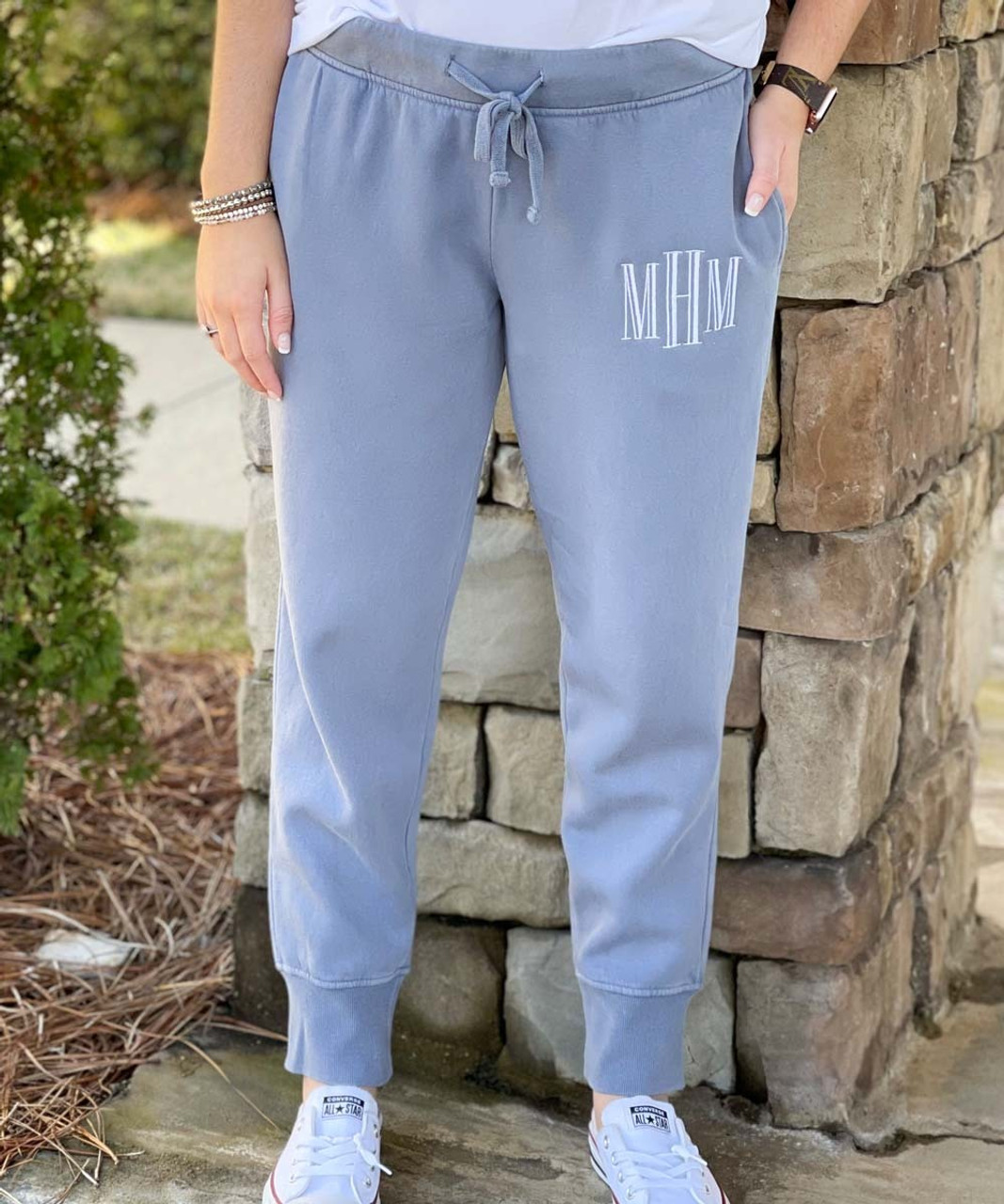 Monogrammed Charles River Distressed Jogger Pants