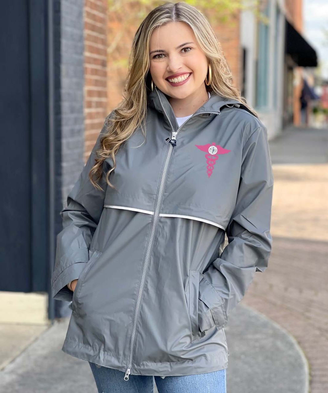 Born to Be Sassy Ladies Monogrammed Charles River Rain Jacket