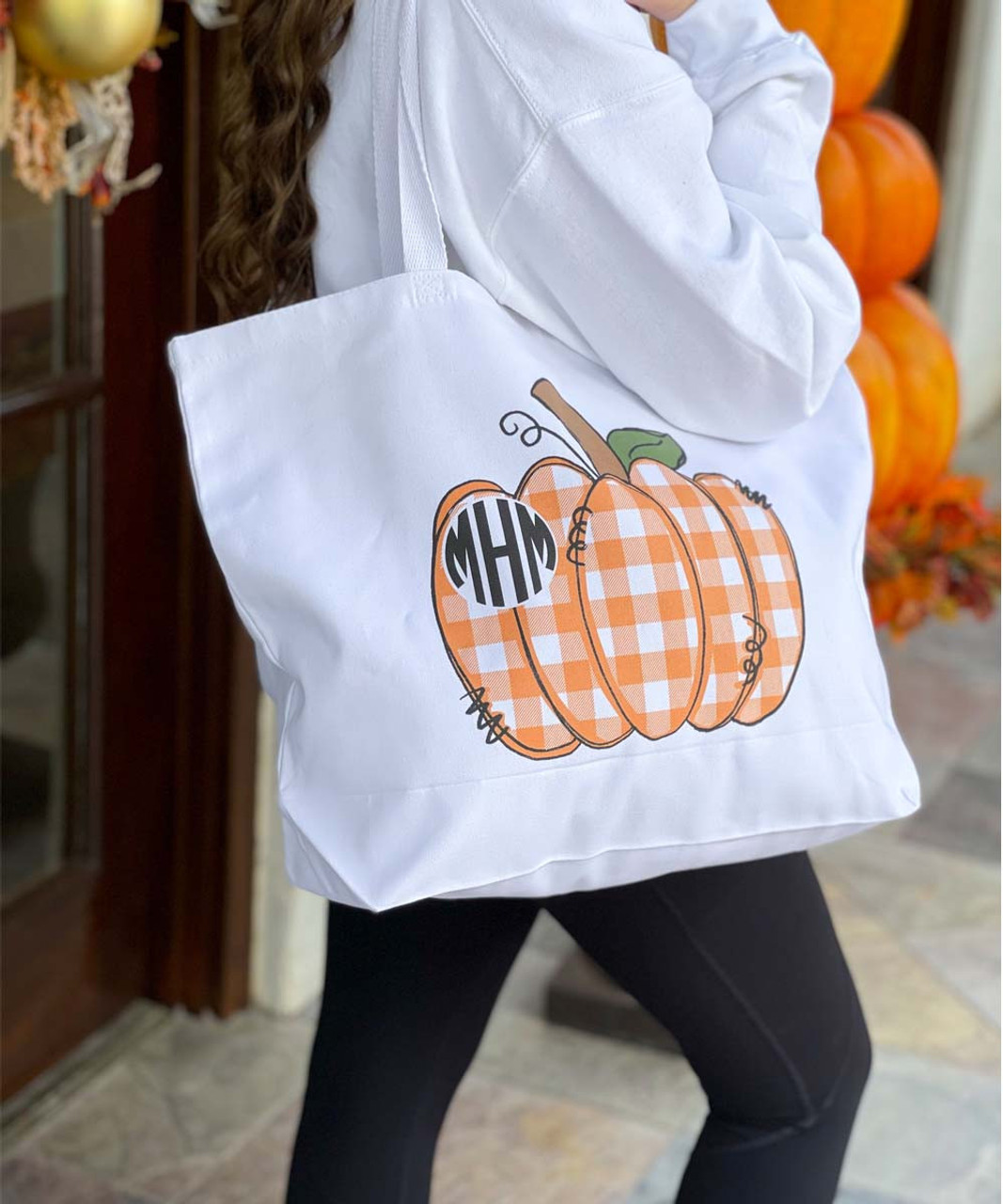 monogrammed-orange-gingham-