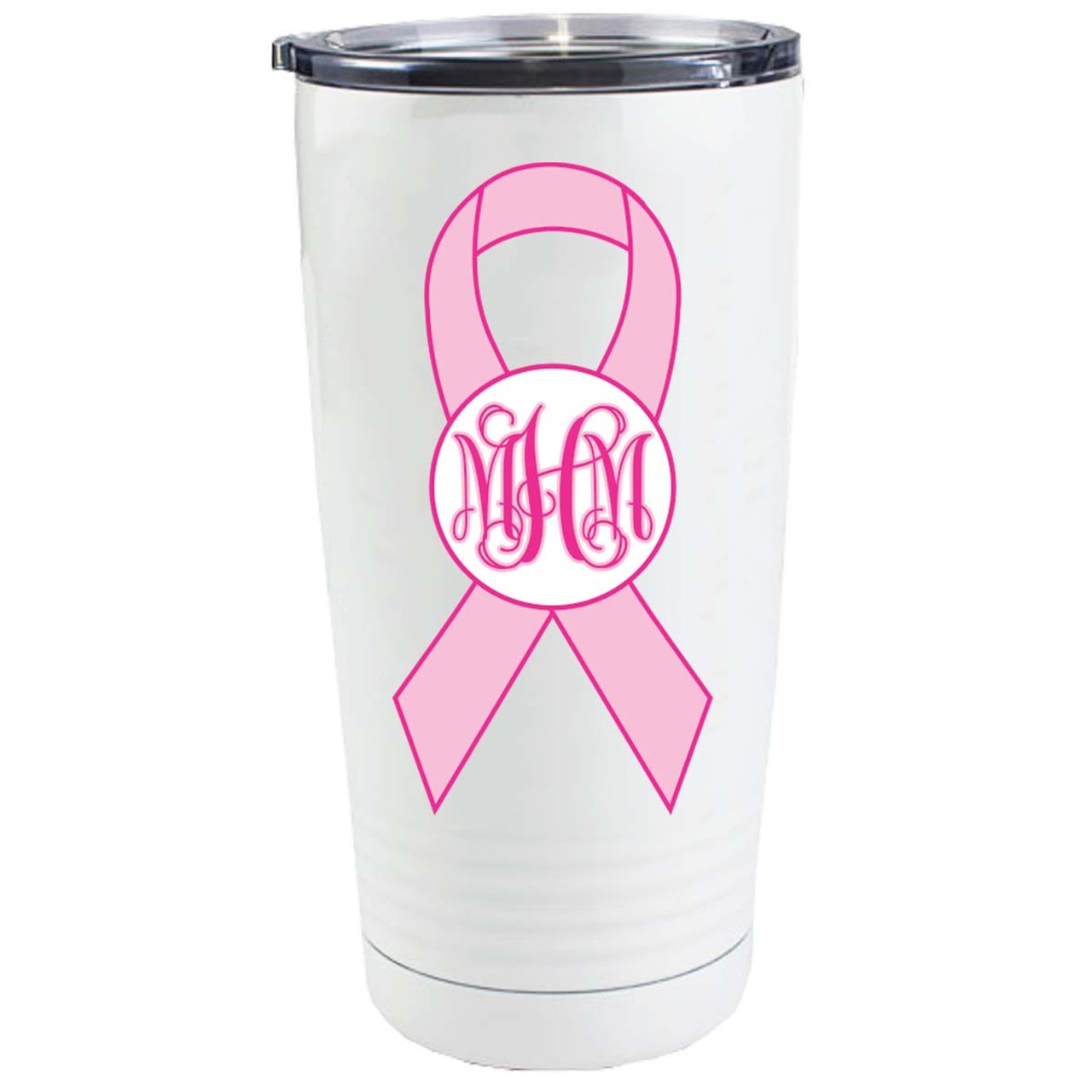 BREAST CANCER TUMBLER - Awareness Pink Ribbons Tumbler with Lid