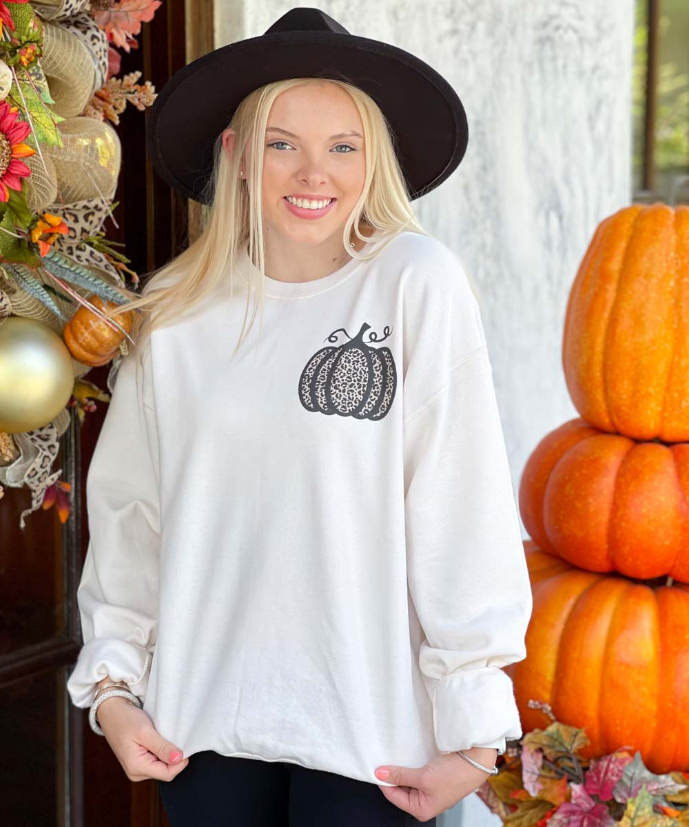 Leopard Pumpkin Graphic Sweatshirt