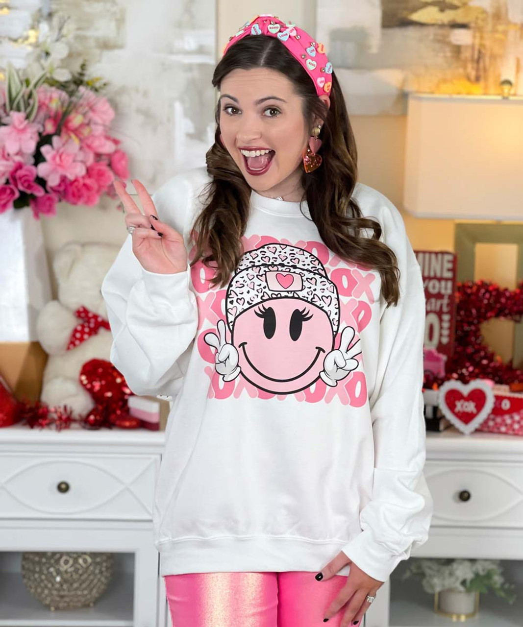 XOXO Smiley Face With Beanie Graphic Tee