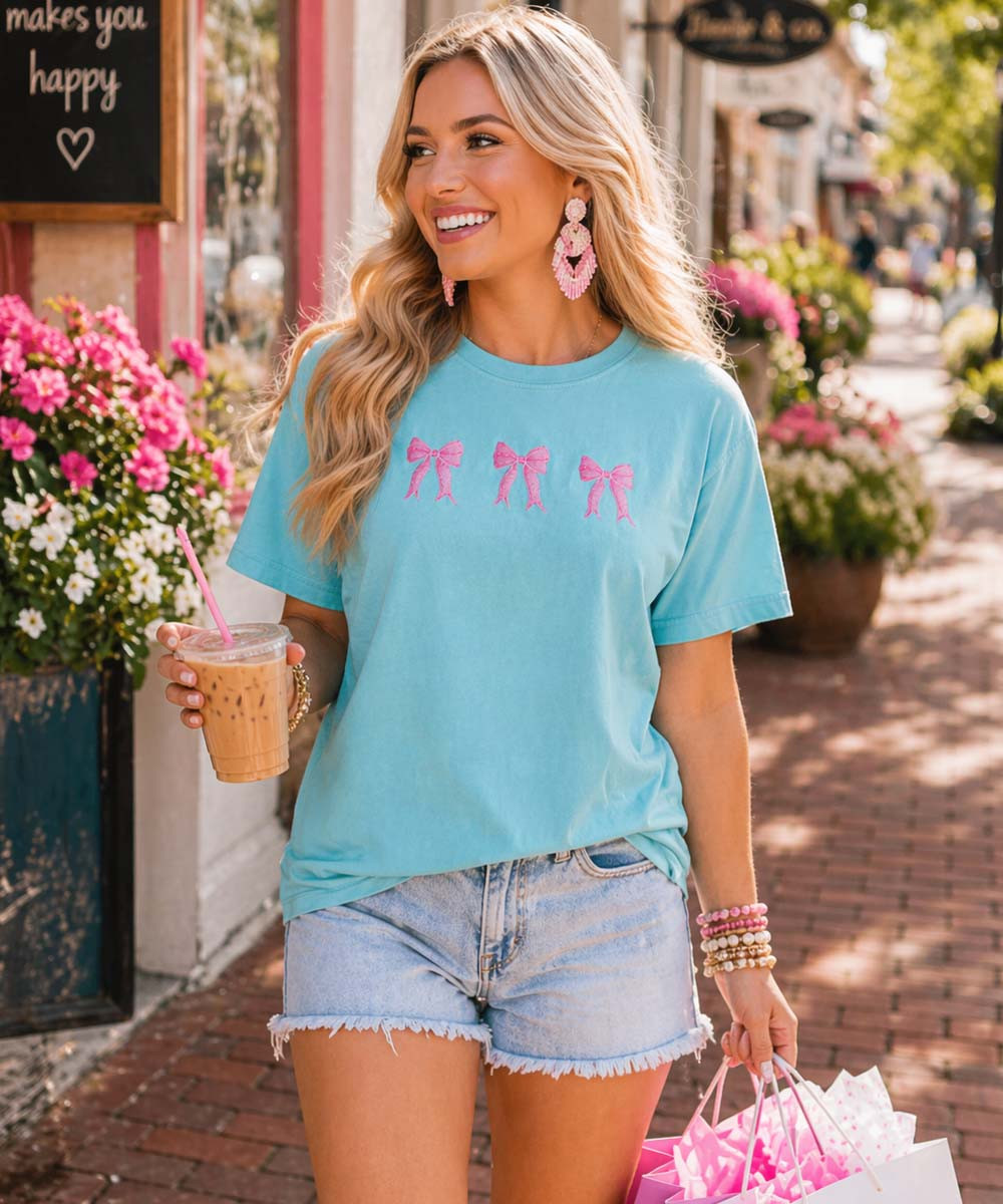 Pink Bow Comfort Colors Shirt