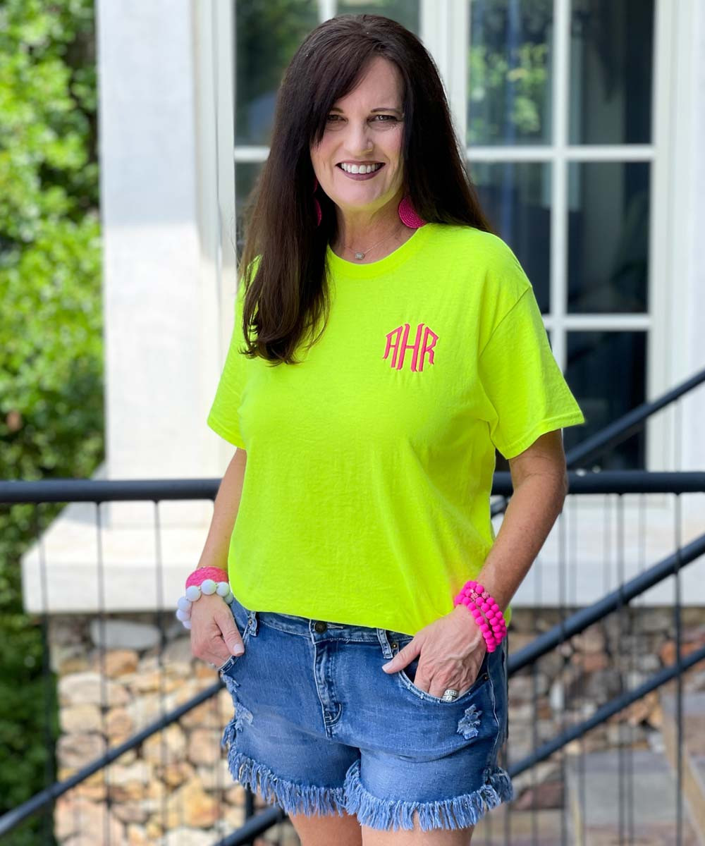Neon Monogrammed Shirt Safety Green
