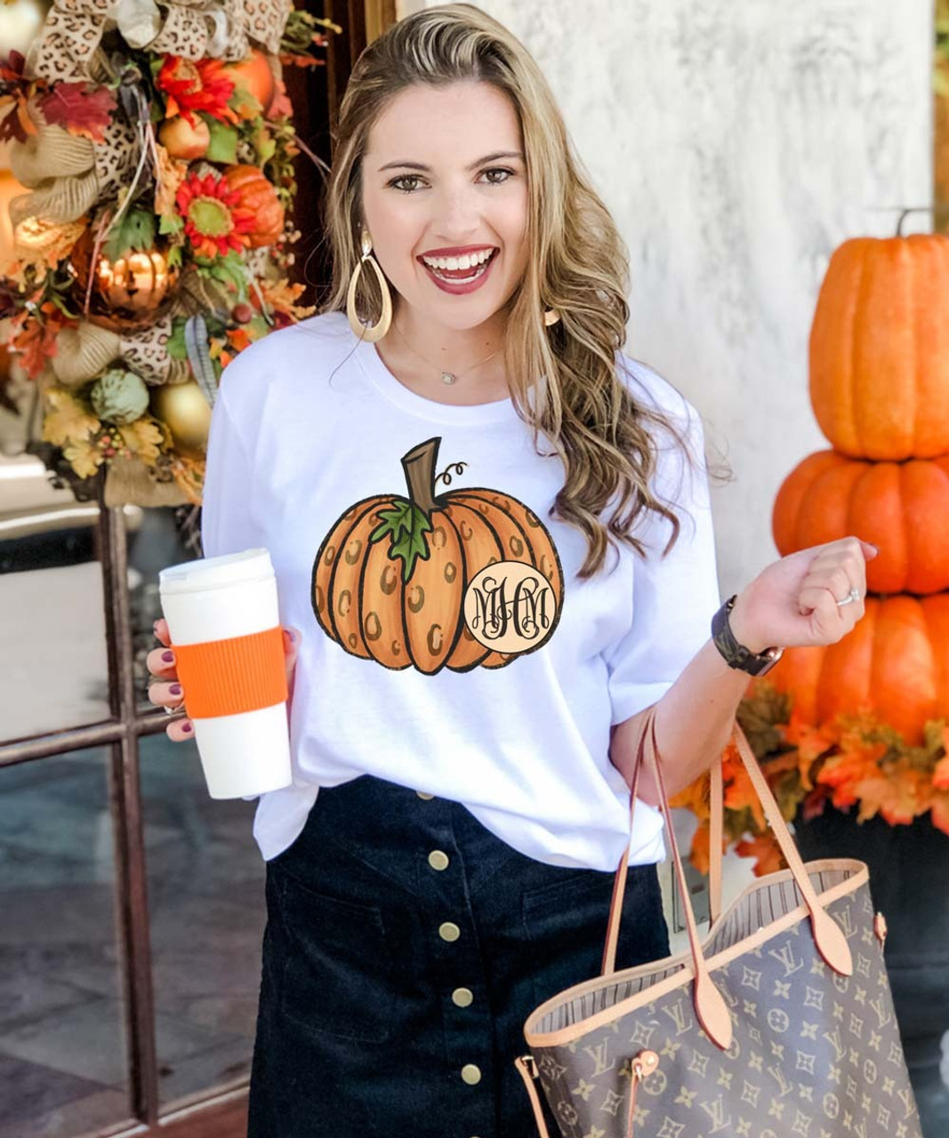 Personalized Leopard Pumpkin Graphic Tee Shirt