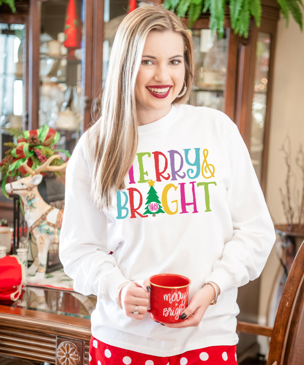 Personalized Merry And Bright Graphic T-Shirt