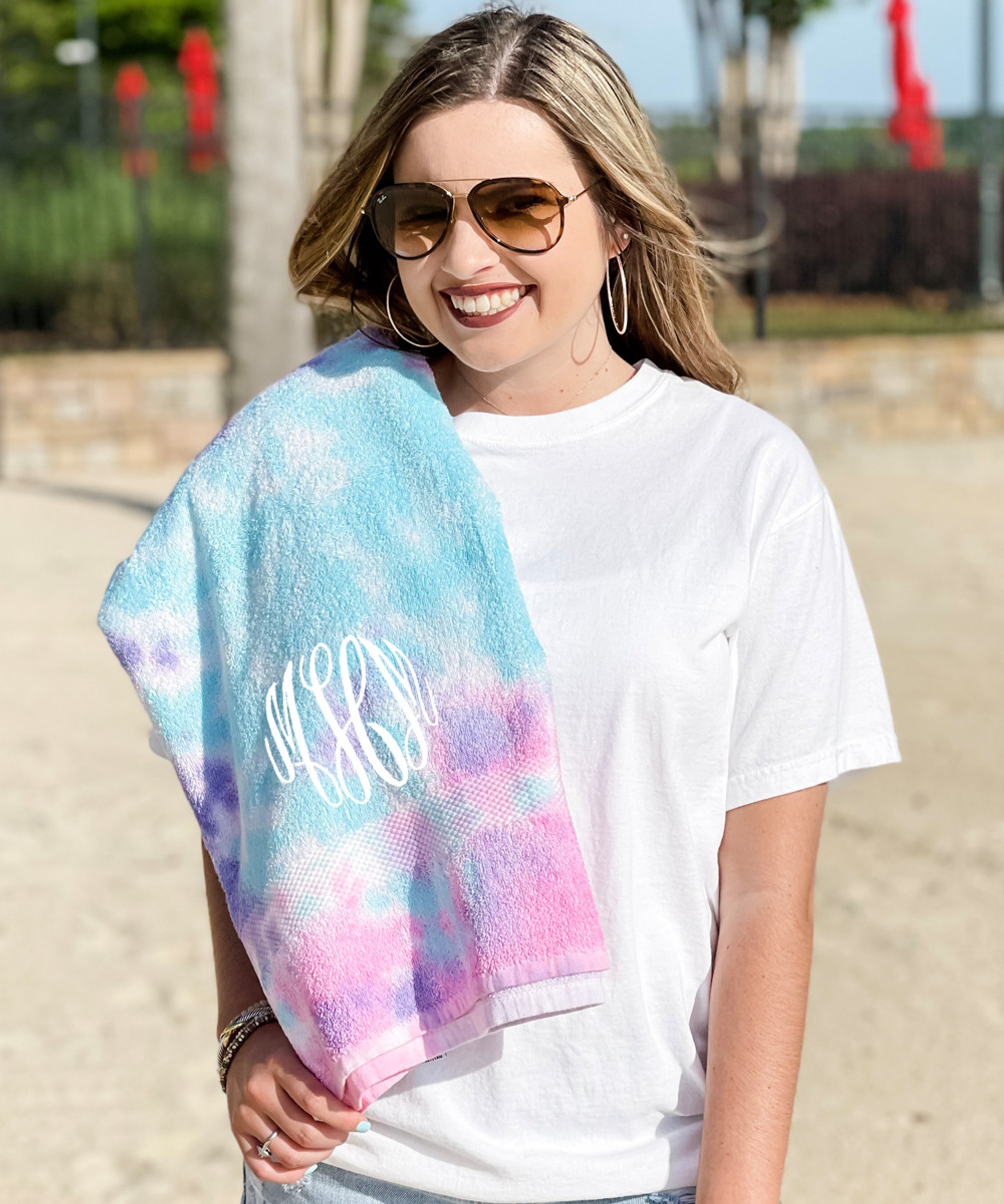 Monogrammed Tie Dye Beach Towel 