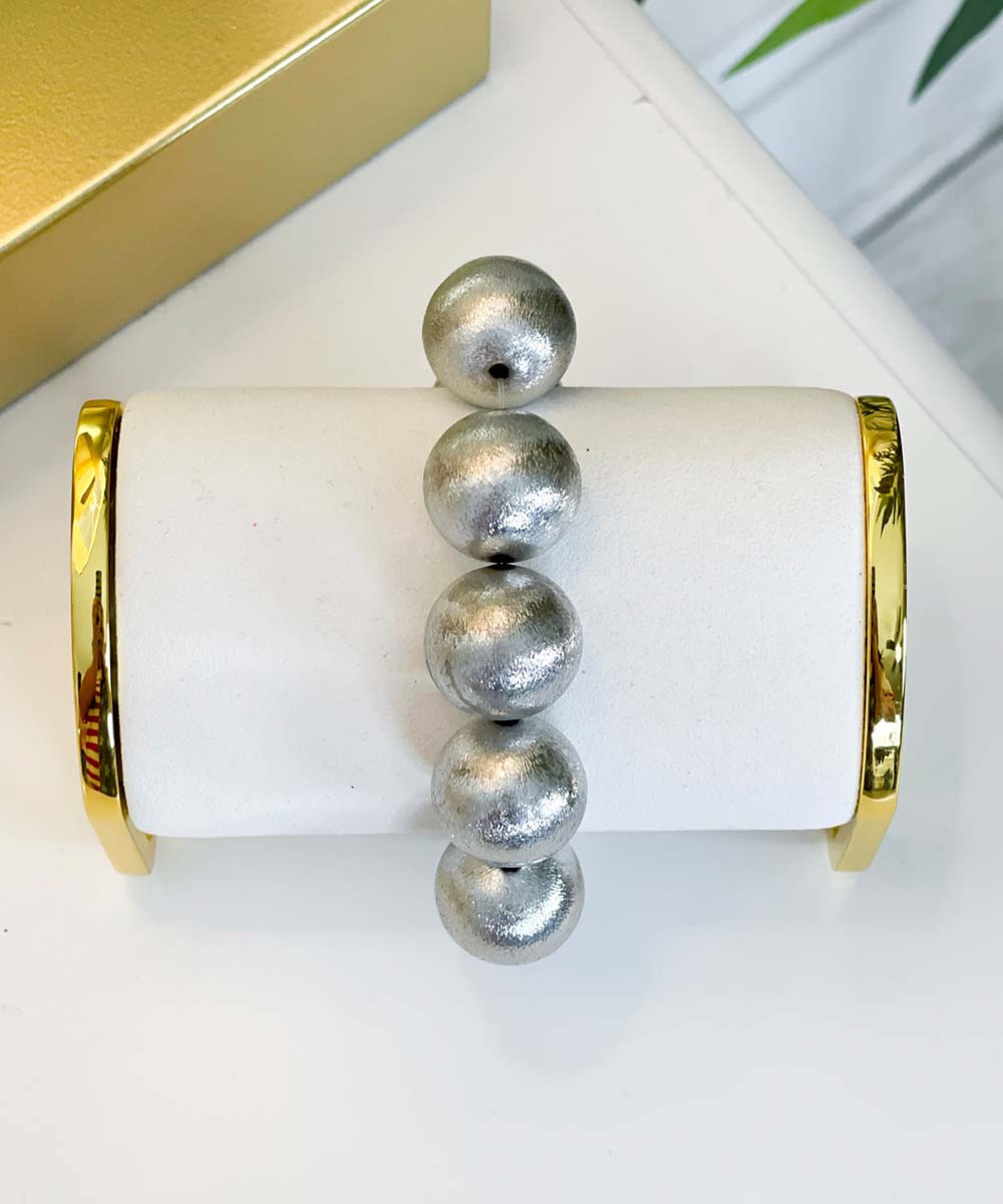 Pearl And Gold Ball Bead Bracelet