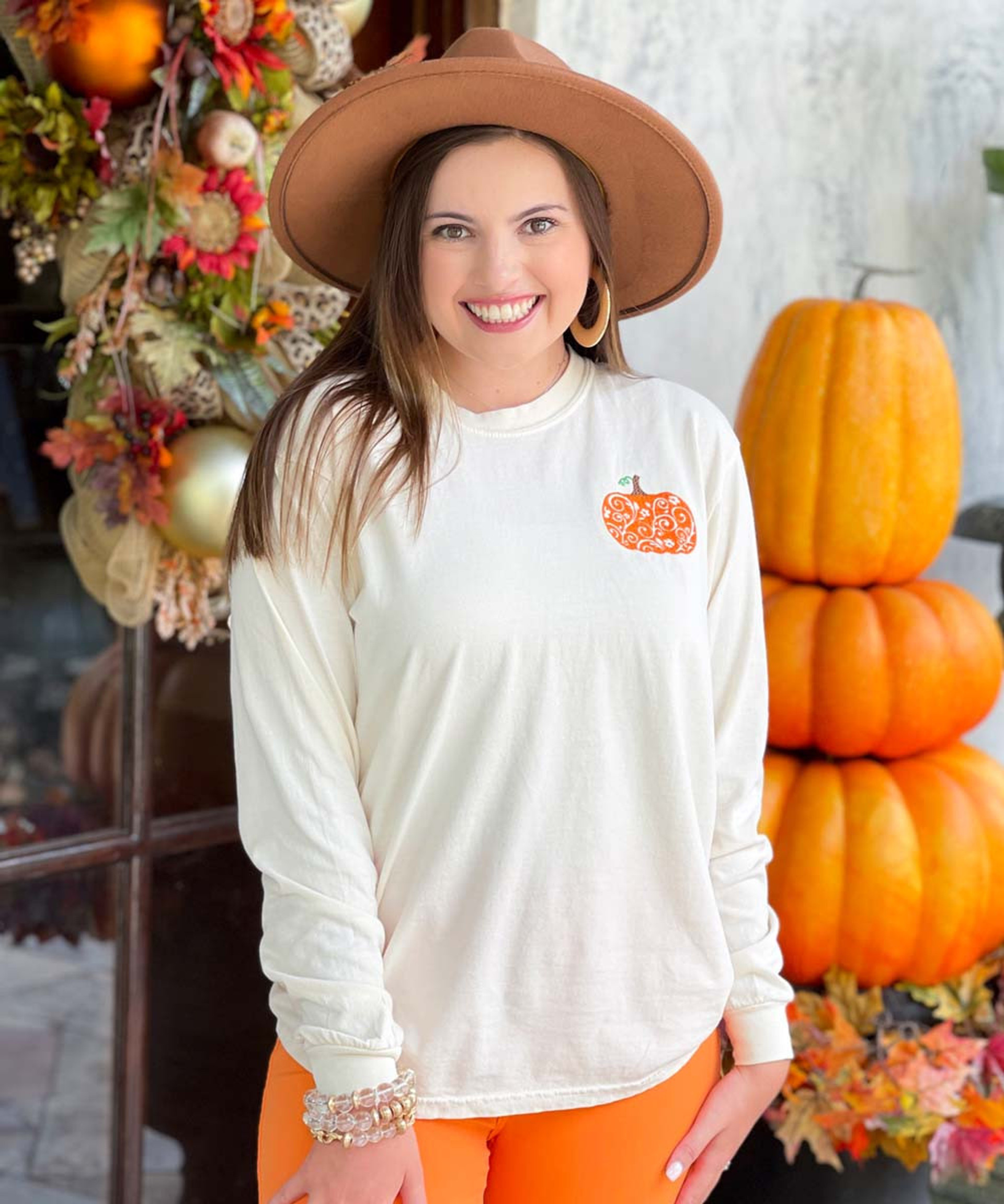 Pumpkin Monogram Embroidered Sweatshirt | Ladies Fall Monogrammed Pumpkin  Pullover | Mommy and Me Personalized Fall Sweatshirt