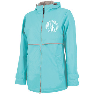 plus size monogrammed rain jacket