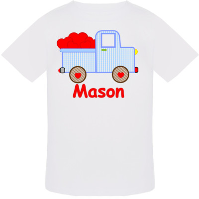 Personalized Boys Hearts in Truck Graphic Tee