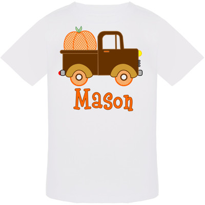 Personalized Boys Pumpkin in Truck Graphic Tee - Brown